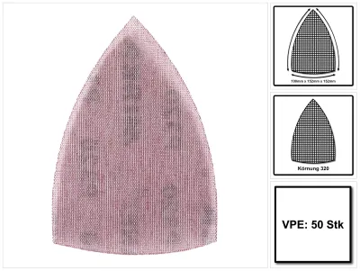Produktbild von MIRKA Delta-Scheiben Abranet 100 x 152 x 152 mm P320 Gitternetz Klett (50 St)