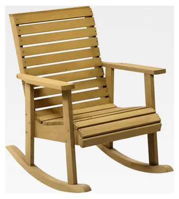 Produktbild von Schaukelstuhl mit Armlehne für Terrasse und Balkon, Belastbarkeit bis 130 kg, 64 x 86 x 85 cm, Tannenholz, Hellbraun