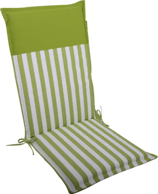 Produktbild von LILENO HOME Gartenstuhl Auflagen als [1er Set - Hochlehner] in Streifen Hellgrün - Uni Hellgrün - bequeme Liegen als Sitzauflagen für Gartenmöbel - Stuhlkissen für Gartenstühle MALT