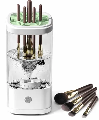 Produktbild von Make-up Pinselreiniger elektrisch, 360° automatische Reinigung für Kosmetikpinsel, schnelle Tiefenreinigung mit Halterung, USB wiederaufladbar