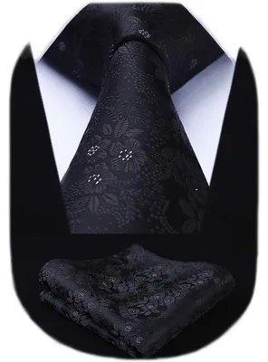 Produktbild von Krawatten-Set für Herren, Seide, floral, mit Einstecktuch, Z-schwarz-2