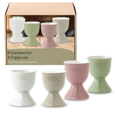 Produktbild von Eierbecher 8er Set, Ø 5x7 cm, helle Farben aus Keramik