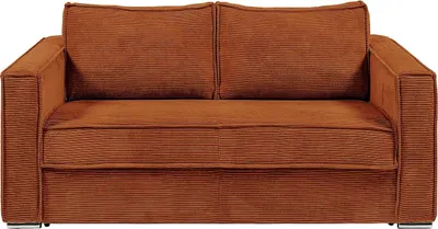 Produktbild von Schlafsofa mit Matratze 3-Sitzer - Cord - Terrakotta - Liegefläche mit Lattenrost mit breiten Latten 140 cm - Matratze 14 cm - LORETO