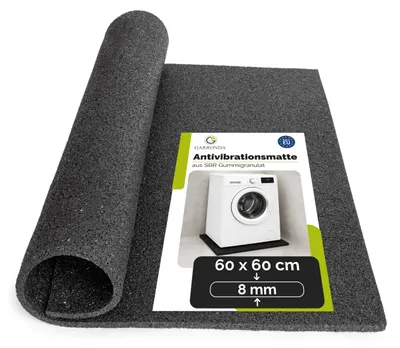Produktbild von Garronda Antivibrationsmatte 8 mm x 60 x 60 cm aus SBR Gummigranulat Waschmaschinenmatte und Trockner Unterlage Bodenschutzmatte mit Schall- und Vibrationsdämmung Antirutschmatte GD-0251