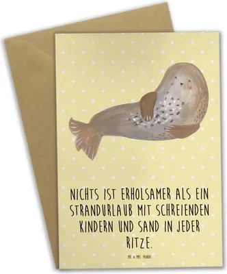Produktbild von Mr. & Mrs. Panda Klappkarte Sommerchaos - Gelb Pastell - Geschenk, Summer Feelings, Vibes, Wetter während des Jahres, Jahreszeiten, Glückwunschkarte, osterkarte, Strand