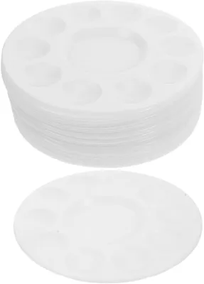 Productafbeelding van Ronde Verfbakjes - Plastic Palet - Kinderen Schilderen - 10 Vakjes Kleuren - 16 x 16 x 1.2 cm - Wit