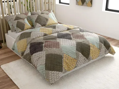 Produktbild von Mikrofaser-Bettwäsche PATCH ELEGANCE braun. Maße: 70 x 80 cm | 140 x 200 cm