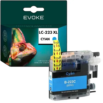 Produktbild von Evoke kompatible Tinte für Brother LC-223 LC223 LC223C Cyan 10 ml 300 Seiten DCP-J4120DW J562DW; MFC-J5320DW J4620DW