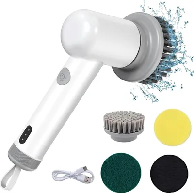 Immagine prodotto di Spazzola elettrica per la pulizia, Spin Power Scrubber, lavapavimenti elettrico multifunzionale senza fili con 4 testine, Spin Scrubber per bagno, cucina, lavello, bagno