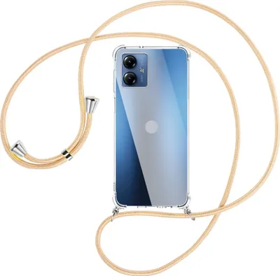Produktbild von Handykette Backcover-Schutzhülle mit Band (Metall silberfarben) für Motorola Moto G14 (PAYF0010IN, 6.5'') - Goldkordel