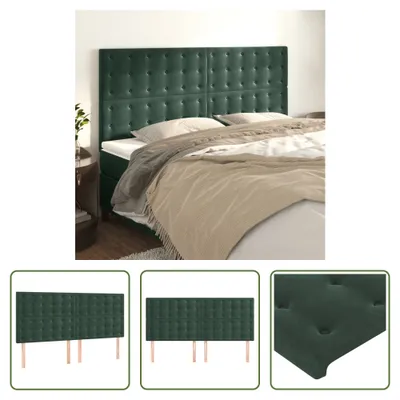 Produktbild von The Living Store Kopfteile 4 Stk. Dunkelgrün 80x5x78/88 cm Samt