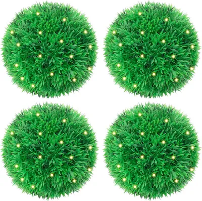 Imagen del producto de Bolas de boj artificial con luces LED 4 unidades 12 cm