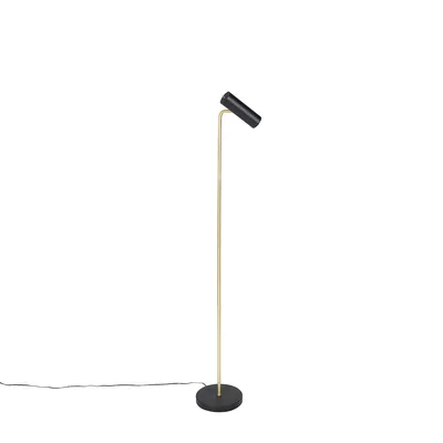 Produktbild von Trio Leuchten - Moderne Stehleuchte I Stehlampe I Standleuchte I Lampe I Leuchte schwarz mit Gold I Messing - Beata I Wohnzimmer I Schlafzimmer - Stahl Länglich - LED geeignet GU10