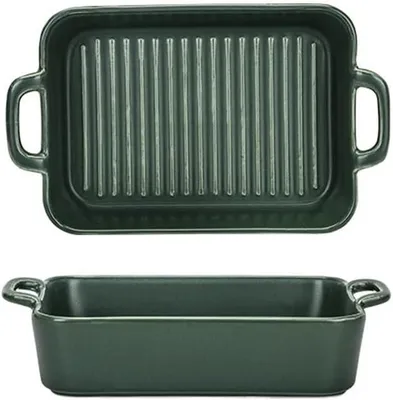 Imagen del producto de Molde para hornear antiadherente, ideal para cenas y postres. Juego de moldes de cerámica rectangulares, recipiente para cocinar. Molde para pasteles con revestimiento antiadherente (Color: C)