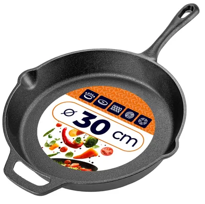 Image de Poêle en fonte, durable, surface de cuisson uniforme, noire