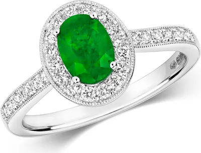 Produktbild von Wunderschöner 9 Karat (375) Weißgold Cluster Damen - Diamant Ring Brillant-Schliff 0.33 Karat HI - I1 mit Smaragd, 58 (18.5); TRS292689KWRSQ