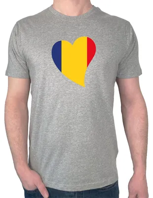 Produktbild von Huuraa Herren T-Shirt Rumänien Flagge Herz S Sport Grey Bio Baumwolle Fairtrade Herrenshirt Geschenkidee