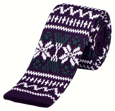 Produktbild von DonDon schmale Strickkrawatte 5 cm - Norweger Muster Weihnachtskrawatte Motiv