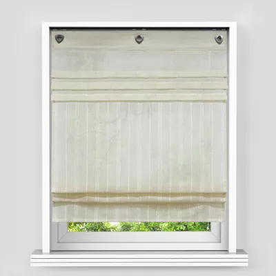 Produktbild von Joyswahl Raffrollo mit Hakenaufhängung V Haken Voile Raffgardinen Ösenrollo mit drei Säumen uni Sand BxH 80x140cm