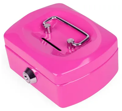 Produktbild von 1x Geldkassette Spardose mit Sparschlitz mit entnehmbaren Münzfach 125 mm pink