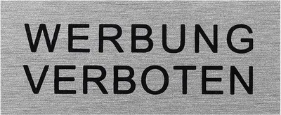 Obrázek produktu pro Hliníková cedulka na dveře " Werbung verboten " 60x25mm