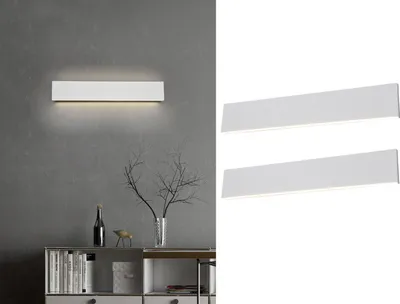 Produktbild von Dimmbare flache LED Wandleuchten Up and Down Light Weiß 47cm 2er Set Flurlampen