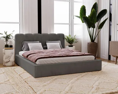 Obrázek produktu pro Manželská postel Diana 180x200 - Velvet, sametová látka, manželská postel s roštem, čalouněná postel tmavě šedá (Amor Velvet 4321)