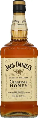 A bottle of Jack Daniel's Tennessee Honey whiskey.