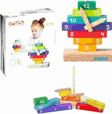 Produktbild von Uhr-Sortierer Holzköpfe Zahlen Zeiger Lernset Für Kinder