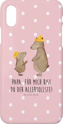 Produktbild von Mr. & Mrs. Panda Iphone 10 Handyhülle Bären mit Hut - Rot Pastell - Geschenk, Papa, Handy, Muttertag, Hülle, Vatertag, X, Case, Vorbild, Kinder, Family