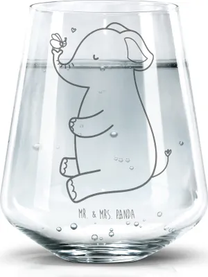 Produktbild von Mr. & Mrs. Panda Glas Elefant Biene - Transparent - Geschenk, Wasserglas, Wasserbecher, Becherglas, Glasbecher, Hochzeitsgeschenk, Lustige Sprüche, Liebesspruch, Liebe
