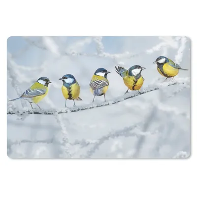 Produktbild von MuchoWow® Schreibtischunterlage Vogel - Kohlmeise - Winter - Schnee - Zweige 60x40 cm - XXL Mauspad - Großes Mauspad