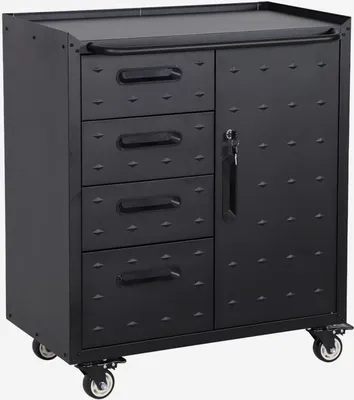 Produktbild von sweeek - Rollenschrank mit 4 Schubladen und einer Tür - Schwarz