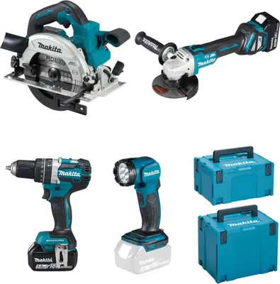 Image de Pack 4 machines MAKITA 18 V - DLX4154TJ - en coffret avec batteries et chargeur