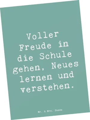 Produktbild von Mr. & Mrs. Panda Postkarte Spruch Schulanfang Freude - Meeresbrise - Geschenk, Glücksbringer, Ermutigung, Fotokarte, Ansichtskarte, Trost, Schulkinder, Geschenke, Schule