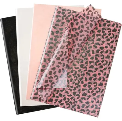 Image de Papier de soie, 60 feuilles, motif léopard rose métallisé, dimensions 35x50 cm