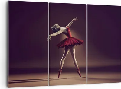 Produktbild von Bild auf Leinwand - Leinwandbild - 3 Teile - Ballerina Rot Kleid - 105x70cm - Wand Bild - Wanddeko - Wandbilder - Leinwanddruck - Bilder - Wanddekoration - Leinwand bilder - Wandbild - CE105x70-4336