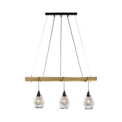 Produktbild von Pendelleuchte, Holz natur, schwarz, H 120 cm