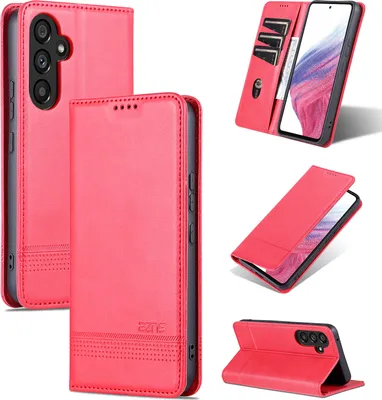 Immagine prodotto di Custodia in pelle per Samsung Galaxy A54 5G, custodia pieghevole a portafoglio con chiusura magnetica e supporto Rosa