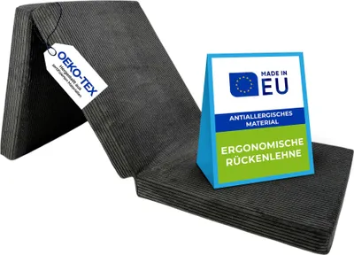 Obrázok produktu pre Pillows24 - Skladací matrac Cord 195x80x10 cm so snímateľným poťahom a držadlami na prenášanie | skladací matrac pre hostí, deti alebo na cesty | grafitová