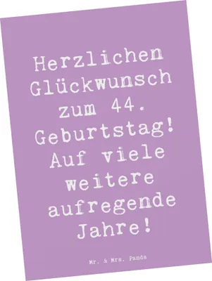Produktbild von Mr. & Mrs. Panda Postkarte Spruch 44. Geburtstag Feier - Lavendeltraum - Geschenk, Happy Birthday, Geschenke, besonderen Tag, bildkarte, Postkarten, Ansichtskarten, Alter