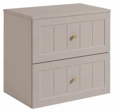 Produktbild von Badezimmerschrank hängend 60 mit Schubladen, Korpus in Kaschmir + Platte in Kaschmir, 60 x 46 x 58,6 cm, KI-generiertes Bild