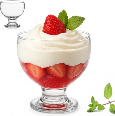 Zdjęcie produktu dla Pucharek 400ml Szklany do Lodów Deserów Pojemnik Salaterka Klasyczny
