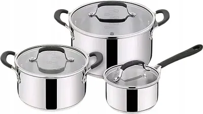 Produktbild von Tefal Edelstahl Jamie Olivier Topfset mit Deckeln 6 EL. 16/20/26cm Induktion E318S6
