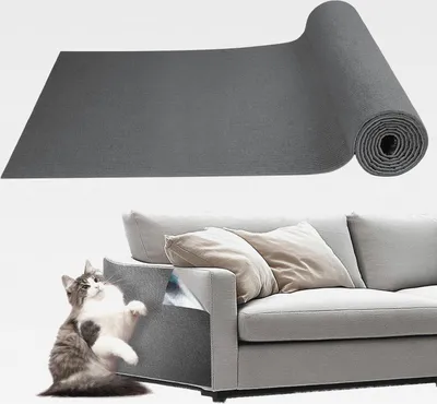 Produktbild von Selbstklebend Kratzmatte Katze, 40cm x 250cm Katzen Kratzmatte Kratzschutz Sofa Katze, DIY Katzes Katzenteppich Wand Kratzschutz für Katzenständer, Sofa, Katzenturm (Dunkelgrau)