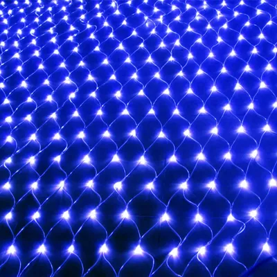 Zdjęcie produktu dla 3X2M 200 lampek LED siatka świetlna siatka niebieska tryb światła ciągłego kurtyna świetlna dekoracja balkonu impreza wewnętrzna oświetlenie świąteczne