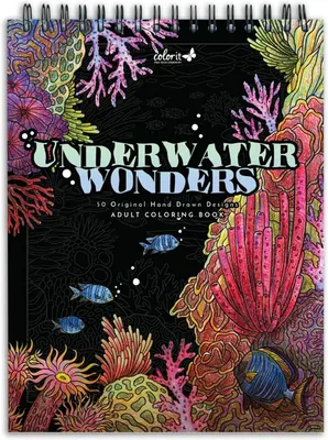 Productafbeelding van ColorIt Underwater Wonders Kleurboek voor volwassenen, 50 Under the Sea kleurplaten, VS bedrukt met spiraalbinding