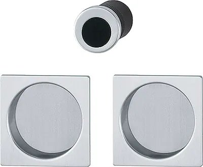 Immagine prodotto di HOPPE Set di maniglie per porte scorrevoli 4921 - BL, rosone quadrato, alluminio cromato opaco