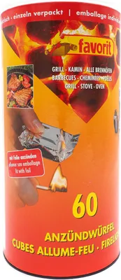 Produktbild von Favorit Anzündwürfel in der Dose, 60 Stück, einzeln verpackt | Grillanzünder