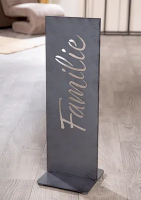 Produktbild von Gilde Standrelief, rechteckig, Familie, Schriftzug, Metall, grau, VE 2 Höhe: 72.00 cm Breite: 24.00 cm Tiefe: 24.00cm 59815